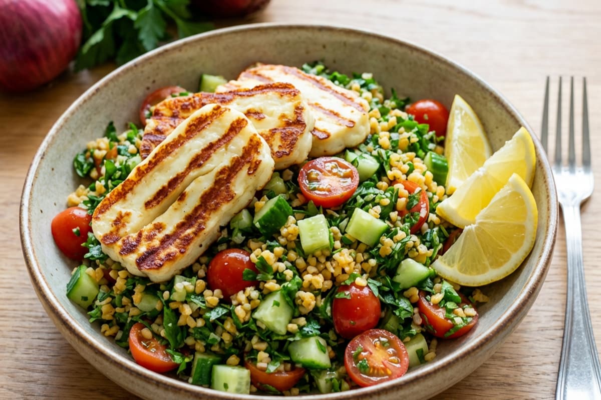 Grillezett halloumi sajt tabuléval