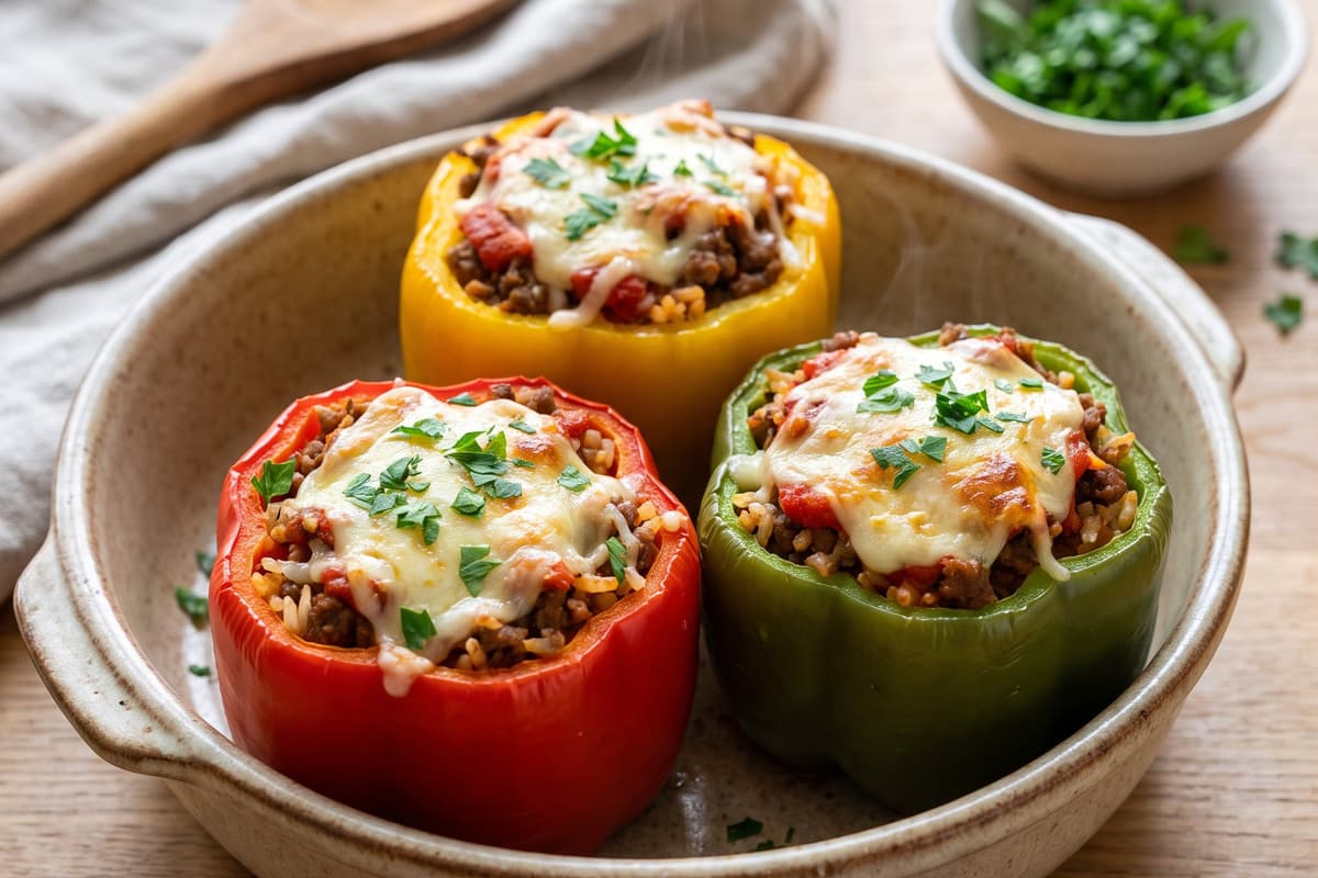 Stuffed Bell Peppers with Ground Beef
