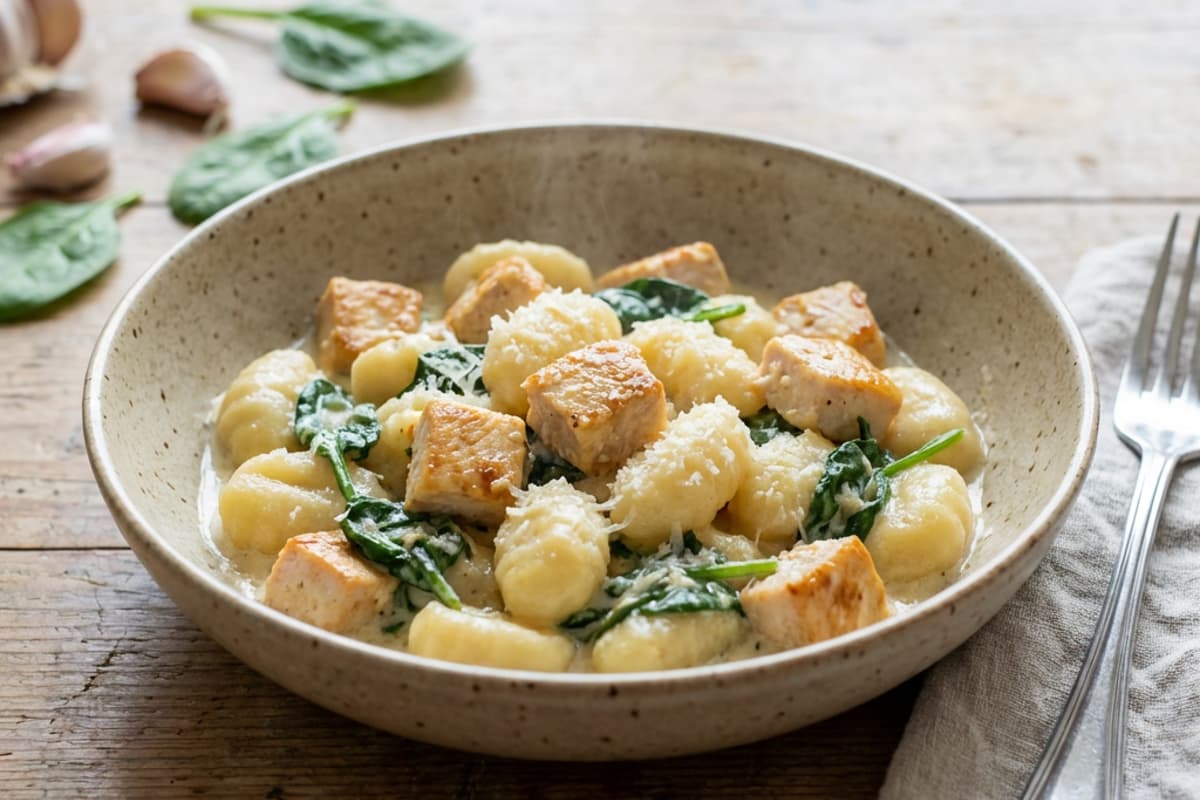 Creamy Chicken Gnocchi with Spinach and Parmesan