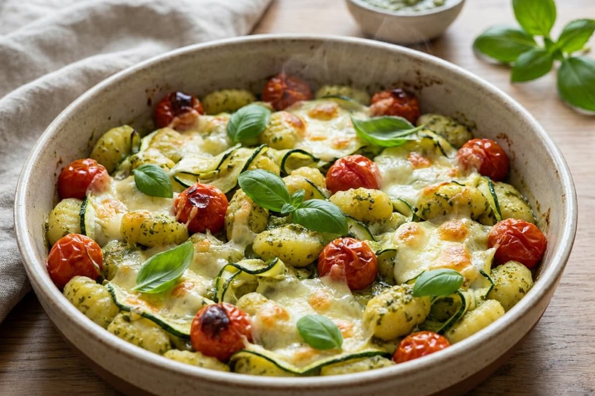 Creamy Pesto Zucchini Sheet Pan Gnocchi | Quick Summer Dinner