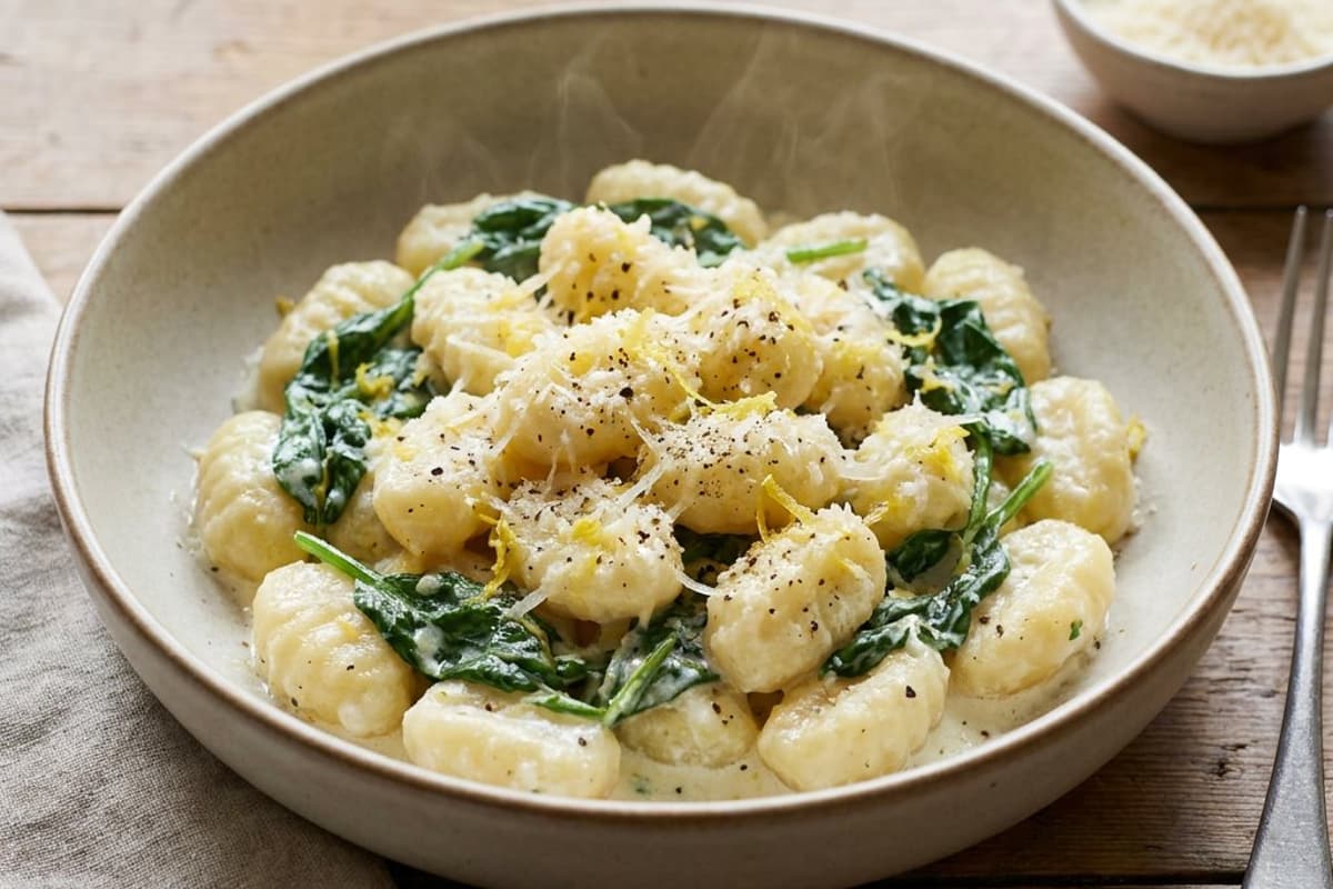 Lemon Garlic Gnocchi with Spinach and Ricotta | Quick Dinner