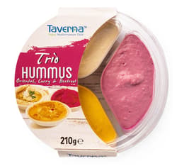 Taverna Hummus Trio - Oriental, Curry, Beetroot 210 g