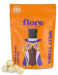 Flore Confectionery Willy Tonka dragée: Caramel, vanilla, tonka bean white chocolate dragée