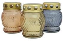 Glass candle with metal cap