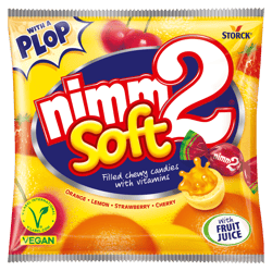 Nimm2 Soft fruity stuffed melting candy with juice and vitamins