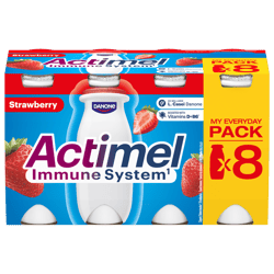 Danone Actimel low-fat strawberry flavoured fermented drink with live cultures (8x100g)