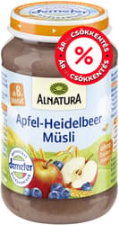 Alnatura Bio alma-áfonya gyümölcskészítmény teljes kiőrlésű pelyhekkel 8 hónapos kortól