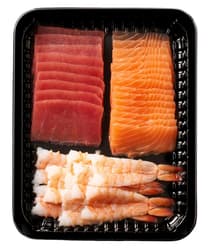 Oceans Sushi csomag 3 (lazac és tonhal szeletek fehérlábú ostoros garnélával, Sashimi készítéséhez, Sushi adagok)