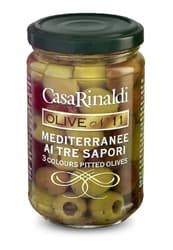 3 colours pitted olives