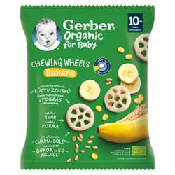 Gerber Organic Chewing Wheels banános bio gabonasnack 10 hónapos kortól