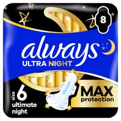 Always Ultra Ultimate Night Egészségügyi Betét, 6-os méret, 8 db