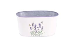 Tin Oval Planter with Lavender Design, 23×12 cm