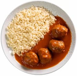 Kifli Bisztró Meat balls, tomato sauce, tarhonya by Petr Bures