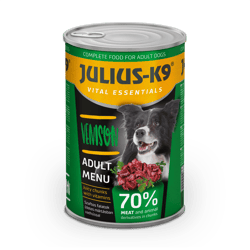 Julius-K9 teljes értékű nedves eledel kutyáknak, vad