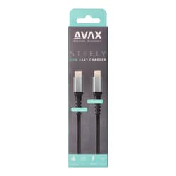 AVAX CB-402G STEELY Type C-Lightning 20W, 1.5m gyorstöltő, sodorszálas kábel, 3A, acélszürke