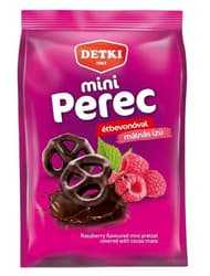 Detki mini málnás ízű perec étbevonóval mártva