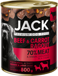 Jack canned ragout dog food beef-carrot 800g