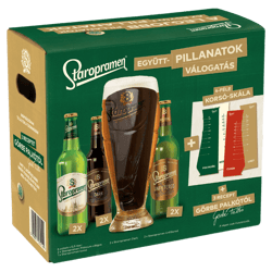 Staropramen pack 6x0. 5 can + glass