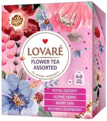 Lovaré Assorted Flower teas, 4 flavours, 32 sachets