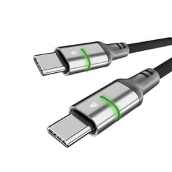 AVAX CB632 STEELY LED 60W USB-C gyorstöltő kábel, fonott, 1m, fekete