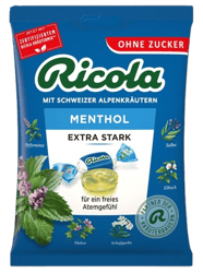 Ricola Extra erős mentol cukormentes zacskós cukorka