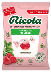 Ricola Málna-citromfű cukormentes zacskós cukorka