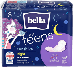 Bella For Teens Ultra Sensitive Night Egészségügyi betét 8db