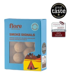 Flore Confectionery Smoke Signals dragée: Smoked hazelnut, dark and blond chocolate dragée