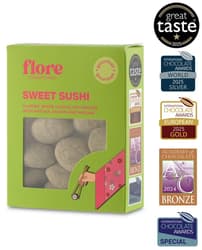 Flore Confectionery Sweet Sushi dragée: almond, white chocolate dragée with matcha