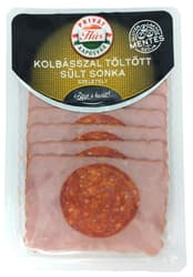 Baked ham stuffed with sausage