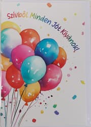 Képeslap Happy Birthday lufik 13x19 cm