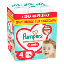 Pampers Premium Care Pants Bugyipelenka, Havi Pelenkacsomag, Méret: 4 (9-15 kg) 124 db