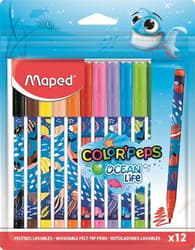 Fibre pen set, 2 mm, washable, MAPED "Color`Peps Ocean Life", 12 different colours