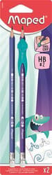 Graphite pencil with rubber, HB, triangle, with grip, MAPED "Kidy Learn"