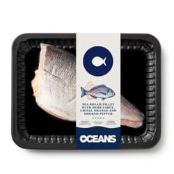 OCEANS Tengeri sügér filé zöldfűszeres töltelékkel, chilivel, naranccsal és füstölt paprikával