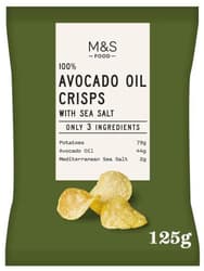 Marks & Spencer Burgonyachips, avokádóolajban (35%) sütve, tengeri sóval ízesítve