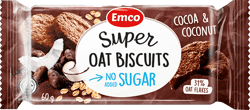 Super Oat Biscuits Cocoa & Coconut, no added sugar, 60 g