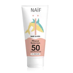 NAÏF Baba és gyermek ásványi naptej SPF 50 illatanyag-mentes