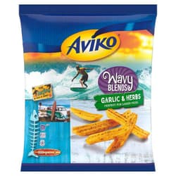 Aviko fagyasztott burgonya hasáb hullámos fokhagymás-zöldfűszeres Wavy Blends