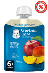 Gerber alma-mangó gyümölcspüré, 6 hónapos kortól