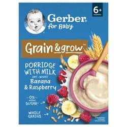 Nestlé Gerber banana raspberry milk cereal