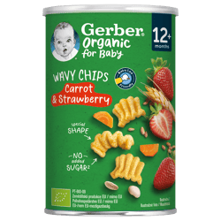 Gerber sárgarépás-epres bio gabonasnack, 12 hónapos kortól