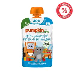 Pumpkin Organics Bio alma édesburgonya sárgarépa málna gabonával 6 hó+ (40%)