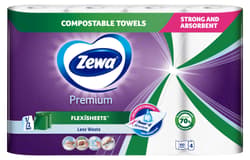 Zewa Premium Flexisheets 3ply kitchen towel 4 rolls 100 x ½ sheet