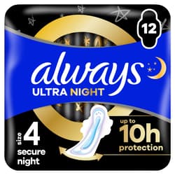 Always Ultra Secure Night Szárnyas Egészségügyi Betét (4-es méret)