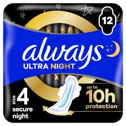Always Ultra Secure Night Szárnyas Egészségügyi Betét (4-es méret)