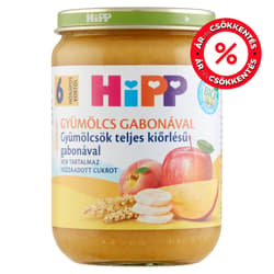 Hipp BIO Gyümölcs Gabonával gyümölcsök teljes kiőrlésű gabonával bébidesszert 6 hónapos kortól