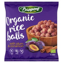Extruded rice balls with plums and cinnamon (gluten free) BIO