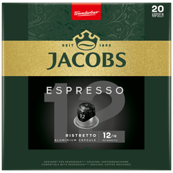 Jacobs Espresso 12 Ristretto ground-roasted coffee capsules
