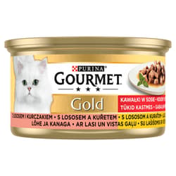 Gourmet Gold Wet cat food in salmon and chicken sauce